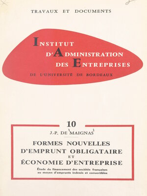 cover image of Formes nouvelles d'emprunt obligataire et économie d'entreprise